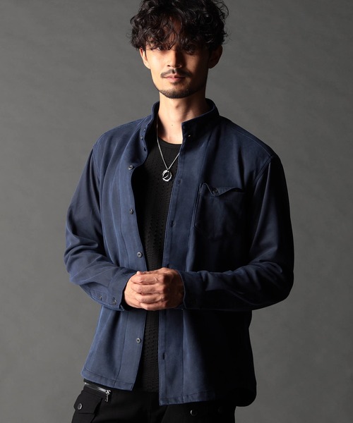 NICOLE CLUB FOR MEN（ニコルクラブフォーメン）の「起毛ポンチスタンドカラーシャツ（シャツ/ブラウス・メンズ・カーキ/ライトグレー/ネイビー・X-LARGE/LARGE/MEDIUM）」の3枚目の写真