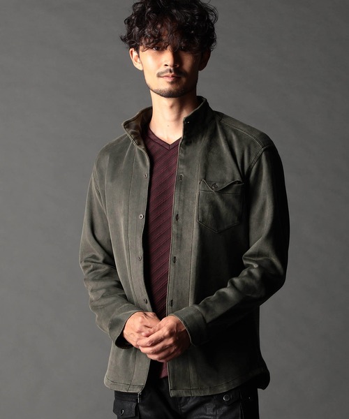 NICOLE CLUB FOR MEN（ニコルクラブフォーメン）の「起毛ポンチスタンドカラーシャツ（シャツ/ブラウス・メンズ・カーキ/ライトグレー/ネイビー・X-LARGE/LARGE/MEDIUM）」の2枚目の写真