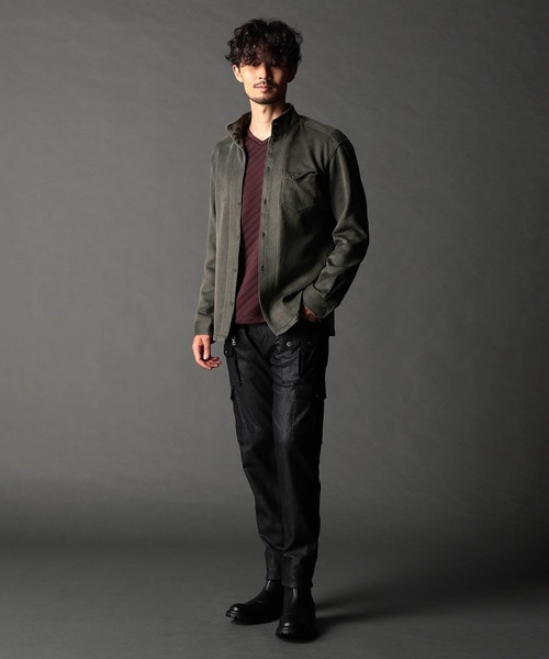 NICOLE CLUB FOR MEN（ニコルクラブフォーメン）の「起毛ポンチスタンドカラーシャツ（シャツ/ブラウス・メンズ・カーキ/ライトグレー/ネイビー・X-LARGE/LARGE/MEDIUM）」の4枚目の写真