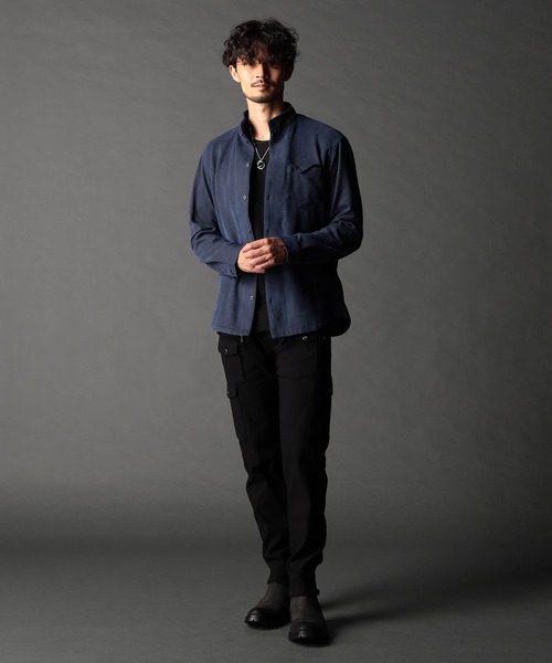 NICOLE CLUB FOR MEN（ニコルクラブフォーメン）の「起毛ポンチスタンドカラーシャツ（シャツ/ブラウス・メンズ・カーキ/ライトグレー/ネイビー・X-LARGE/LARGE/MEDIUM）」の9枚目の写真