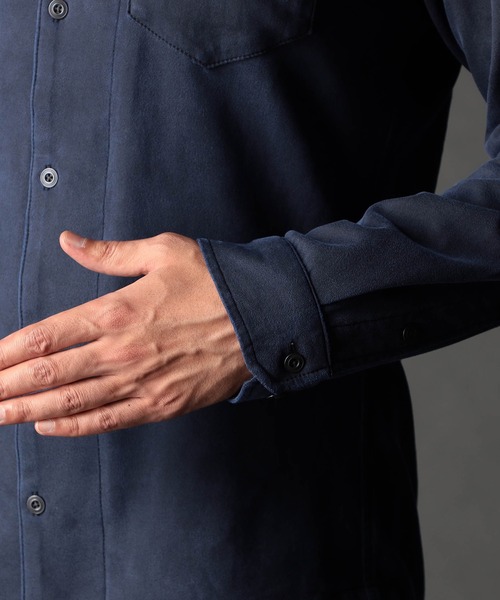 NICOLE CLUB FOR MEN（ニコルクラブフォーメン）の「起毛ポンチスタンドカラーシャツ（シャツ/ブラウス・メンズ・カーキ/ライトグレー/ネイビー・X-LARGE/LARGE/MEDIUM）」の6枚目の写真