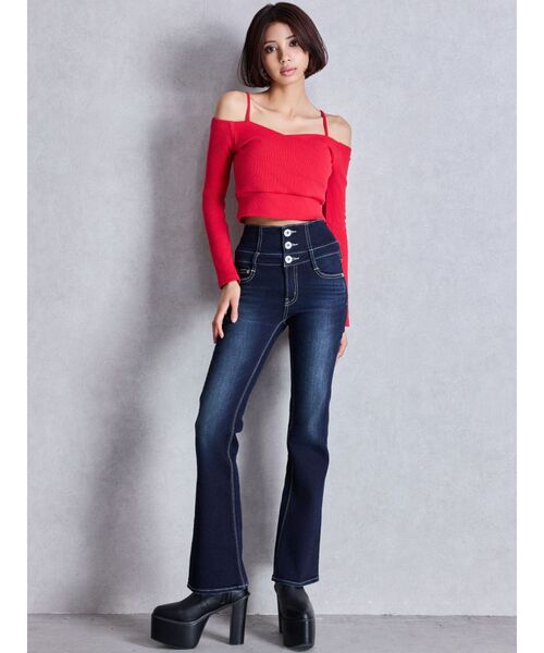 GYDA（ジェイダ）の「カシュクールデザインオフショルトップス（Tシャツ/カットソー・レディース・オフホワイト/ブラック/レッド・FREE）」の9枚目の写真