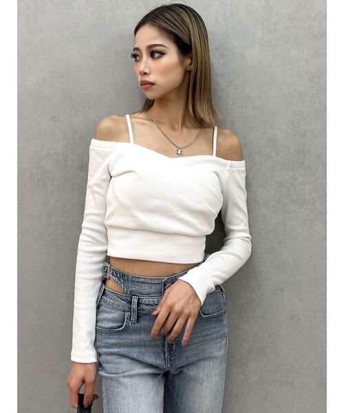 GYDA（ジェイダ）の「カシュクールデザインオフショルトップス（Tシャツ/カットソー・レディース・オフホワイト/ブラック/レッド・FREE）」の11枚目の写真