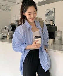【URGE：】ストライプ柄 ビッグシルエット 長袖シャツ