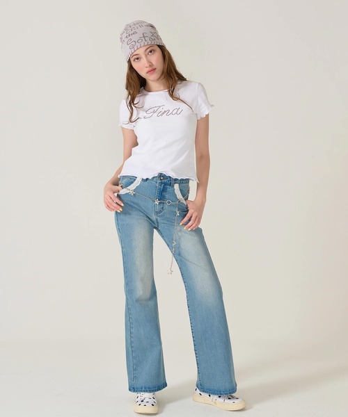 TINA:JOJUN(ティーナジョジュン)の「ラインストーン コンパクト Tシャツ TINA:JOJUN(Tシャツ/カットソー・レディース・ブラック/ホワイト・M)」の18枚目の写真