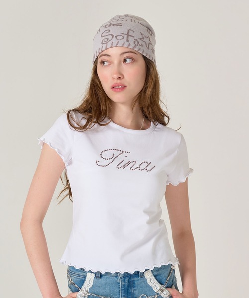 TINA:JOJUN(ティーナジョジュン)の「ラインストーン コンパクト Tシャツ TINA:JOJUN(Tシャツ/カットソー・レディース・ブラック/ホワイト・M)」の20枚目の写真
