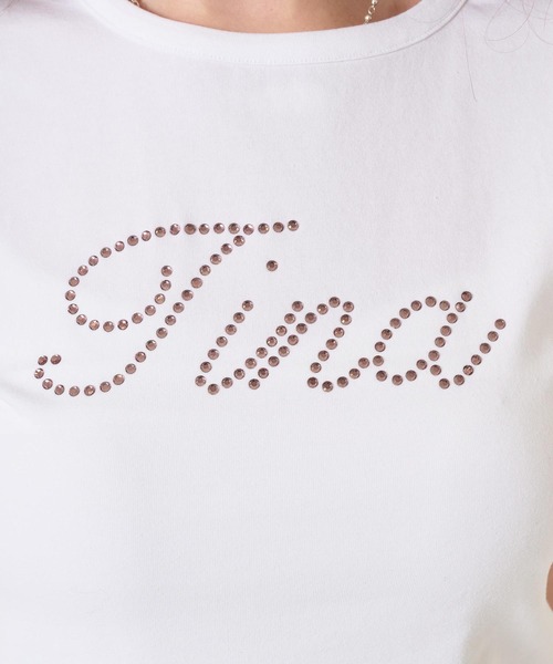 TINA:JOJUN(ティーナジョジュン)の「ラインストーン コンパクト Tシャツ TINA:JOJUN(Tシャツ/カットソー・レディース・ブラック/ホワイト・M)」の13枚目の写真