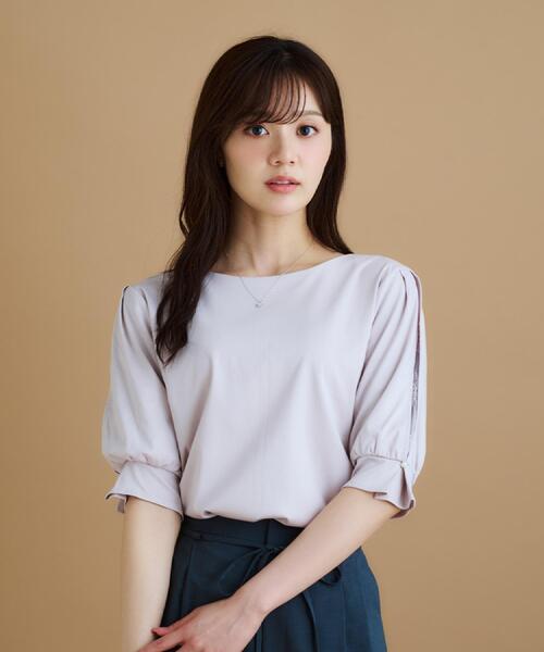 index（インデックス）の「レースドッキングスリーブトップス【洗濯機洗い可/UVケア】（Tシャツ/カットソー・レディース・オフホワイト/サンドベージュ/ネイビー/グリーン系・36/38/40/42）」の10枚目の写真