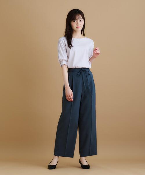 index（インデックス）の「レースドッキングスリーブトップス【洗濯機洗い可/UVケア】（Tシャツ/カットソー・レディース・オフホワイト/サンドベージュ/ネイビー/グリーン系・36/38/40/42）」の12枚目の写真