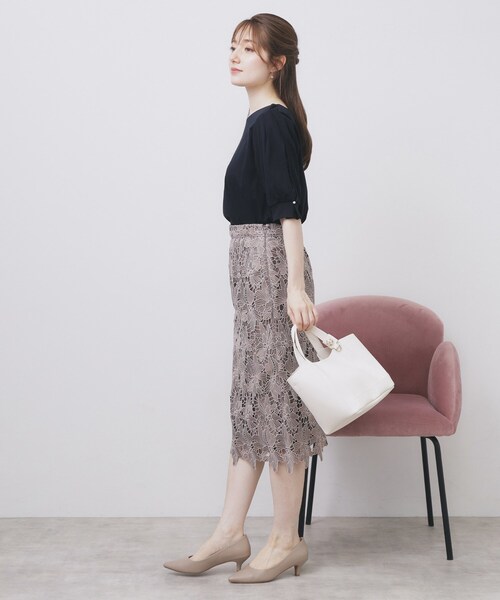 index（インデックス）の「レースドッキングスリーブトップス【洗濯機洗い可/UVケア】（Tシャツ/カットソー・レディース・オフホワイト/サンドベージュ/ネイビー/グリーン系・36/38/40/42）」の16枚目の写真