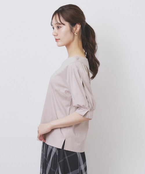 index（インデックス）の「レースドッキングスリーブトップス【洗濯機洗い可/UVケア】（Tシャツ/カットソー・レディース・オフホワイト/サンドベージュ/ネイビー/グリーン系・36/38/40/42）」の19枚目の写真