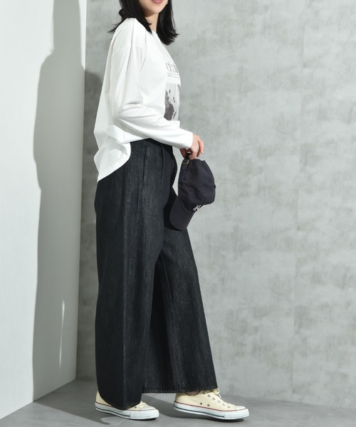 INTERPLANET（インタープラネット）の「ワンタックワイドデニムパンツ（デニムパンツ・レディース・インディゴブルー/ブラック・マルチサイズ）」の6枚目の写真