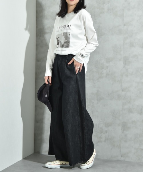 INTERPLANET（インタープラネット）の「ワンタックワイドデニムパンツ（デニムパンツ・レディース・インディゴブルー/ブラック・マルチサイズ）」の7枚目の写真