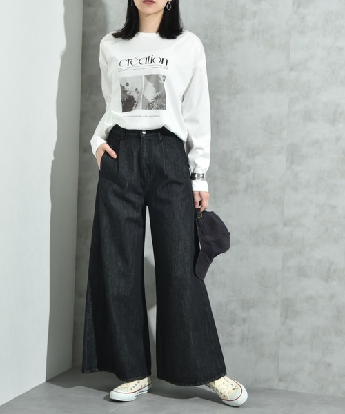 INTERPLANET（インタープラネット）の「ワンタックワイドデニムパンツ（デニムパンツ・レディース・インディゴブルー/ブラック・マルチサイズ）」の8枚目の写真