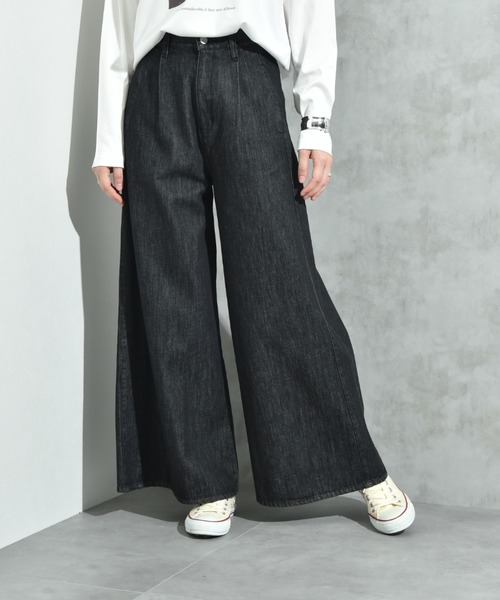 INTERPLANET（インタープラネット）の「ワンタックワイドデニムパンツ（デニムパンツ・レディース・インディゴブルー/ブラック・マルチサイズ）」の10枚目の写真