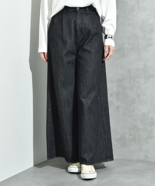 INTERPLANET（インタープラネット）の「ワンタックワイドデニムパンツ（デニムパンツ・レディース・インディゴブルー/ブラック・マルチサイズ）」の13枚目の写真