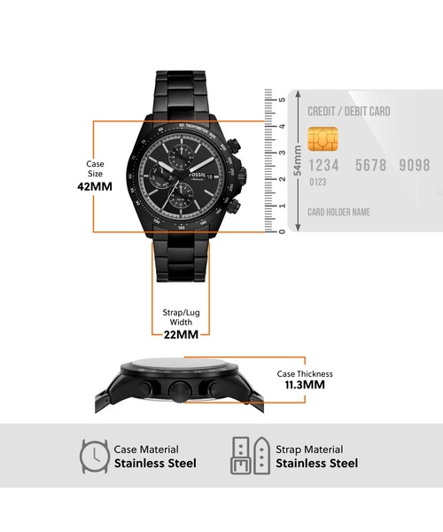 FOSSIL(フォッシル)の「フォッシル 腕時計 メンズ アナログ ステンレス FS6125(アナログ腕時計・メンズ・ブラック・FREE)」の5枚目の写真