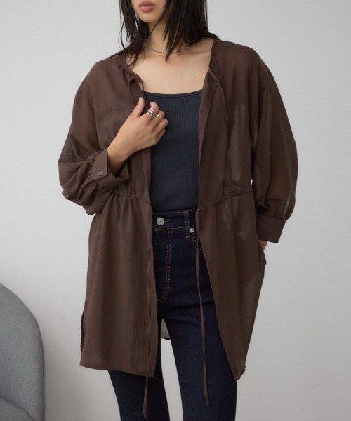 AZUL by moussy(アズールバイマウジー)の「前後2WAY5分袖前リボンブラウス(シャツ/ブラウス・レディース・アイボリー/ブラック/ブラウン・FREE)」の3枚目の写真