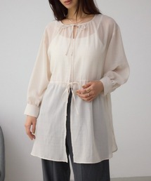 AZUL by moussy（アズールバイマウジー）の「前後2WAY5分袖前リボンブラウス（シャツ/ブラウス・レディース）」