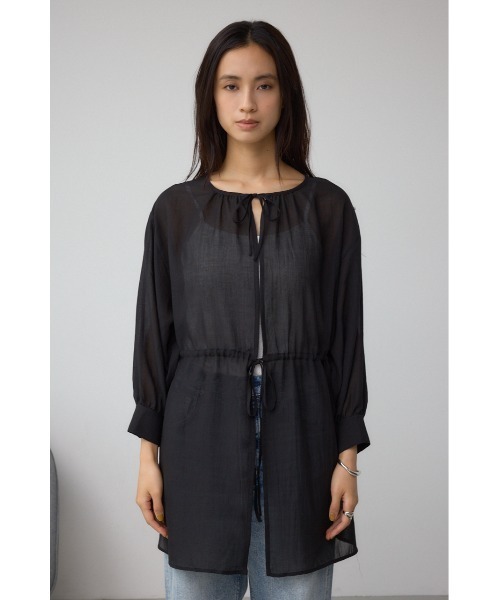 AZUL by moussy(アズールバイマウジー)の「前後2WAY5分袖前リボンブラウス(シャツ/ブラウス・レディース・アイボリー/ブラック/ブラウン・FREE)」の6枚目の写真