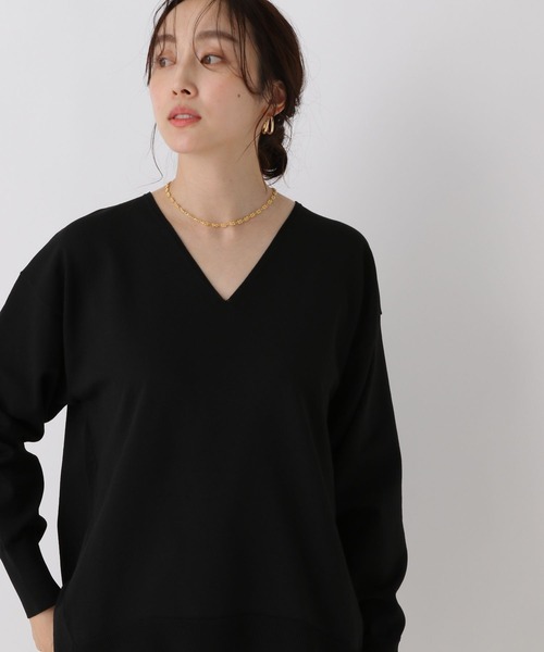 Elura（エルーラ）の「Vネックハリカンニット/588170（ニット/セーター・レディース・イエロー/オレンジ/キャメル/ブラック/ライトベージュ/ライトピンク・FREE）」の2枚目の写真