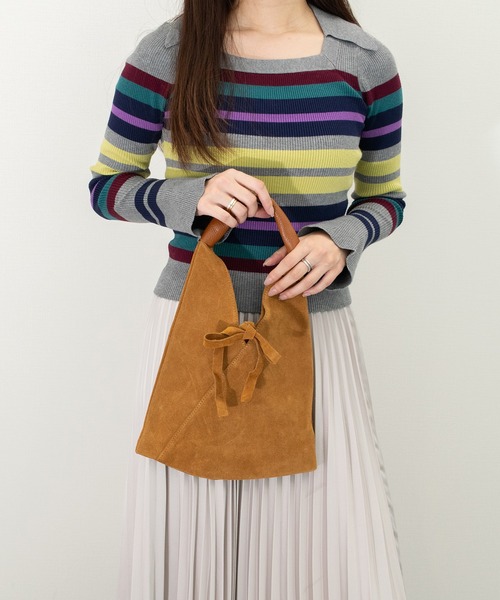 andrea cardone(アンドレアカルドネ)の「【ANDREA CARDONE】スモールサイズスエードバッグ(Q56483)(トートバッグ・レディース・ライトベージュ/ライトブラウン/グリーン・ALL)」の12枚目の写真