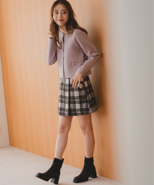 セール】2025秋冬新作 ラメチェックラップミニスカート（スカート