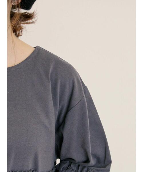 Samansa Mos2(サマンサ モスモス)の「布帛ギャザー貼りカットソー(Tシャツ/カットソー・レディース・チャコールグレー/グリーン/キナリ・F)」の7枚目の写真