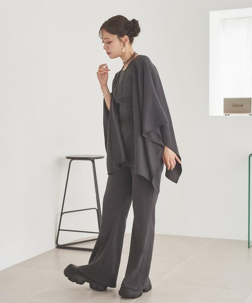 LAULEN(ローレン)の「shawl cardigan relax 3set /ショールカーディガンリラックス3点セット(セットアップ・レディース・ブラック/チャコールグレー・FREE)」の13枚目の写真