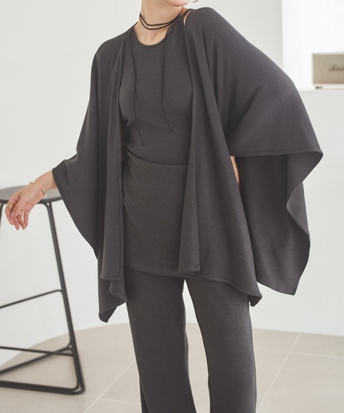 LAULEN(ローレン)の「shawl cardigan relax 3set /ショールカーディガンリラックス3点セット(セットアップ・レディース・ブラック/チャコールグレー・FREE)」の15枚目の写真