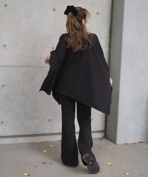 LAULEN(ローレン)の「shawl cardigan relax 3set /ショールカーディガンリラックス3点セット(セットアップ・レディース・ブラック/チャコールグレー・FREE)」の5枚目の写真