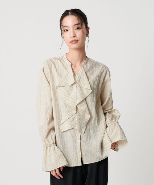 BEAUTY&YOUTH UNITED ARROWS（ビューティーアンドユースユナイテッドアローズ）の「ラッフル スキッパーブラウス ウォッシャブル（シャツ/ブラウス・レディース・ライトグレー/ナチュラル/ホワイト・FREE）」の13枚目の写真
