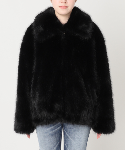 journal standard L'essage（ジャーナルスタンダードレサージュ）の「フェイクファーブルゾン（その他アウター・レディース・ブラウン/ブラック・FREE）」の3枚目の写真