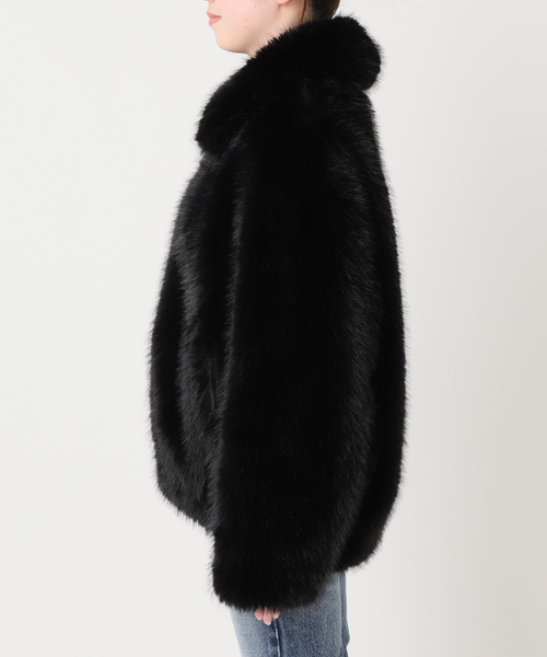 journal standard L'essage（ジャーナルスタンダードレサージュ）の「フェイクファーブルゾン（その他アウター・レディース・ブラウン/ブラック・FREE）」の4枚目の写真