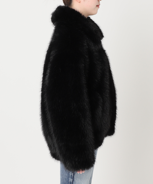 journal standard L'essage（ジャーナルスタンダードレサージュ）の「フェイクファーブルゾン（その他アウター・レディース・ブラウン/ブラック・FREE）」の6枚目の写真