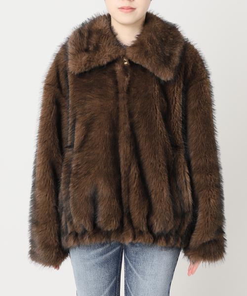 journal standard L'essage（ジャーナルスタンダードレサージュ）の「フェイクファーブルゾン（その他アウター・レディース・ブラウン/ブラック・FREE）」の11枚目の写真