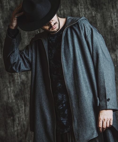 NO ID.(ノーアイディ)の「【NO ID.】Inverted Tuck Hooded Coat / インバーテッド タック フーデッド コート(モッズコート・メンズ・ブラック/グレー・ONE SIZE)」の2枚目の写真