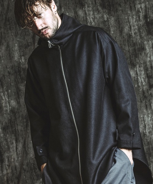 NO ID.(ノーアイディ)の「【NO ID.】Inverted Tuck Hooded Coat / インバーテッド タック フーデッド コート(モッズコート・メンズ・ブラック/グレー・ONE SIZE)」の1枚目の写真