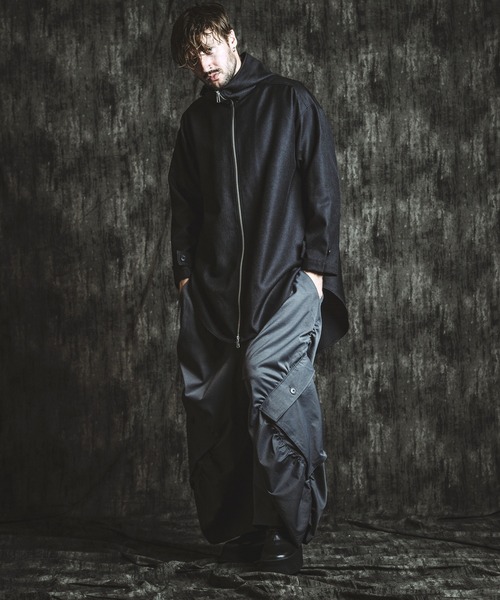 NO ID.(ノーアイディ)の「【NO ID.】Inverted Tuck Hooded Coat / インバーテッド タック フーデッド コート(モッズコート・メンズ・ブラック/グレー・ONE SIZE)」の12枚目の写真