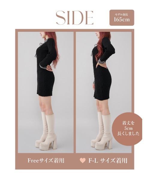 レイヤードライクニットミニワンピース（ワンピース）｜Darich