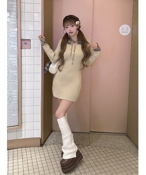 ダーリッチ レイヤードライクニットミニワンピース フリー レイヤードライクニットミニワンピース(ワンピース)|Darich