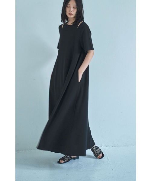 marjour（マージュール）の「SHOULDER SLIT HALF SLEEVE DRESS（ワンピース・レディース・ブラウン/ブラック・02/01）」の2枚目の写真