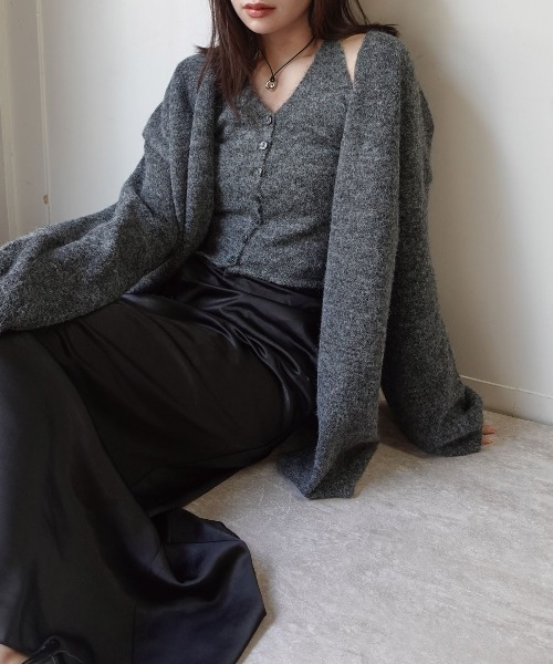 CORNERS(コーナーズ)の「ホルターネックニットカーディガンセット(ニット/セーター・レディース・チャコールグレー/杢グレー/ブラウン・M)」の7枚目の写真