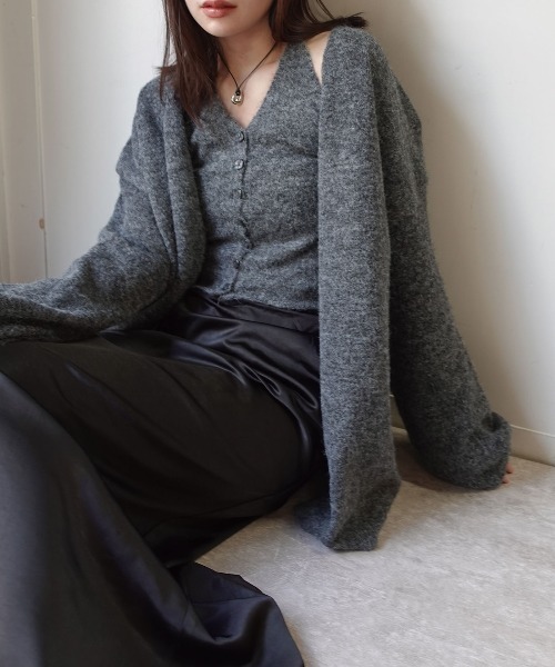 CORNERS(コーナーズ)の「ホルターネックニットカーディガンセット(ニット/セーター・レディース・チャコールグレー/杢グレー/ブラウン・M)」の8枚目の写真
