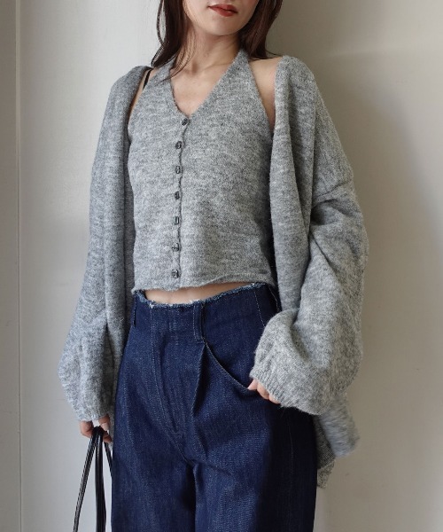 CORNERS(コーナーズ)の「ホルターネックニットカーディガンセット(ニット/セーター・レディース・チャコールグレー/杢グレー/ブラウン・M)」の12枚目の写真