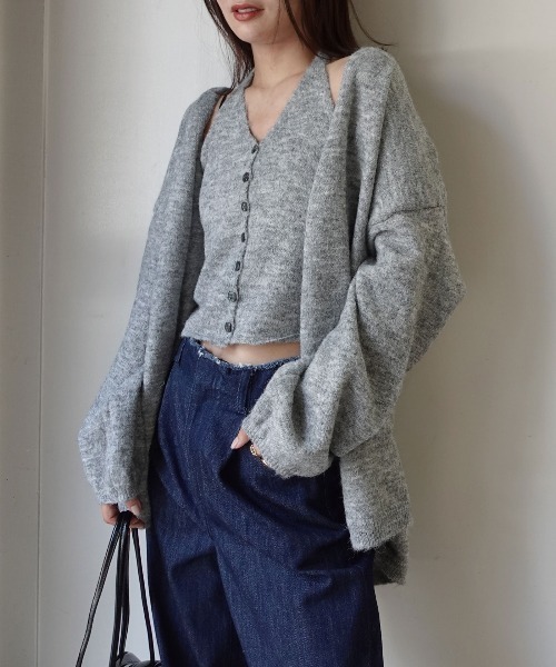 CORNERS(コーナーズ)の「ホルターネックニットカーディガンセット(ニット/セーター・レディース・チャコールグレー/杢グレー/ブラウン・M)」の13枚目の写真