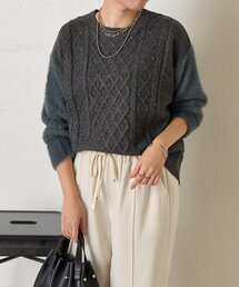 Jena espace merveilleux | ラメフェザーケーブルニット(ニット/セーター)