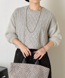 Jena espace merveilleux | ラメフェザーケーブルニット(ニット/セーター)