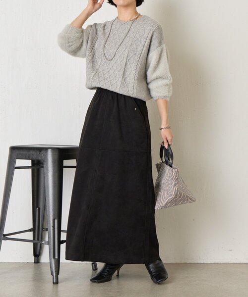 Jena espace merveilleux(ジェナ エスパスメルヴェイユ)の「ラメフェザーケーブルニット(ニット/セーター・レディース・ブルー/チャコールグレー/ライトグレー・FREE)」の4枚目の写真