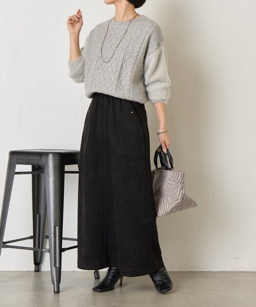 Jena espace merveilleux(ジェナ エスパスメルヴェイユ)の「ラメフェザーケーブルニット(ニット/セーター・レディース・ブルー/チャコールグレー/ライトグレー・FREE)」の5枚目の写真